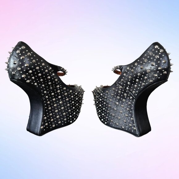 JEFFREY CAMPBELL PRICKLY SPIKE PLATFORM SHOES in BLACK - Picture 5 of 12